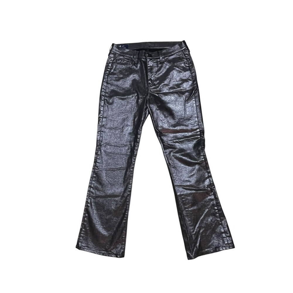 Gap Black Silver Denim Jeans Waxed Glittery Metallic Shiny Pants Bling 30 Short